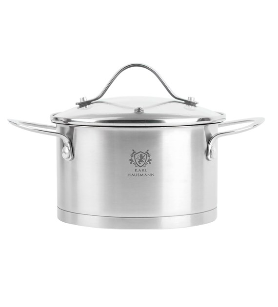 GARNEK STALOWY ZE SKLANĄ POKRYWĄ DORIAN 16CM HASU9