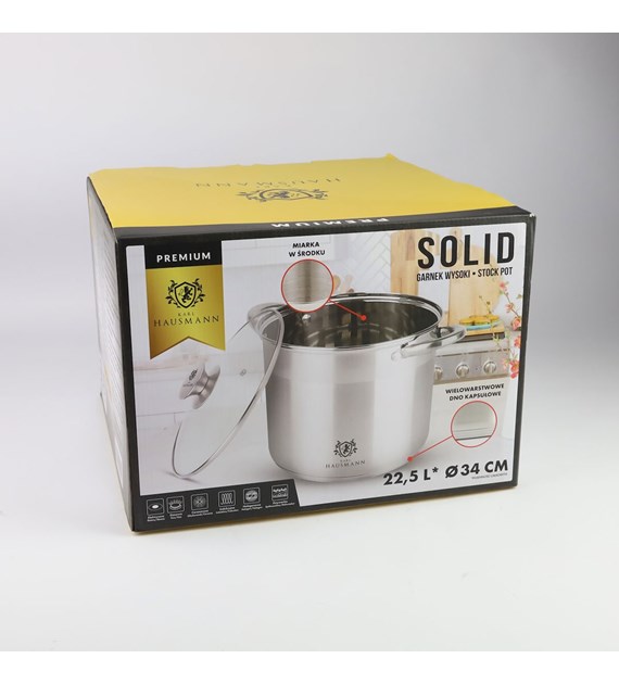 GARNEK WYSOKI STOCKPOT SOLID 22,5L 34CM HAS7