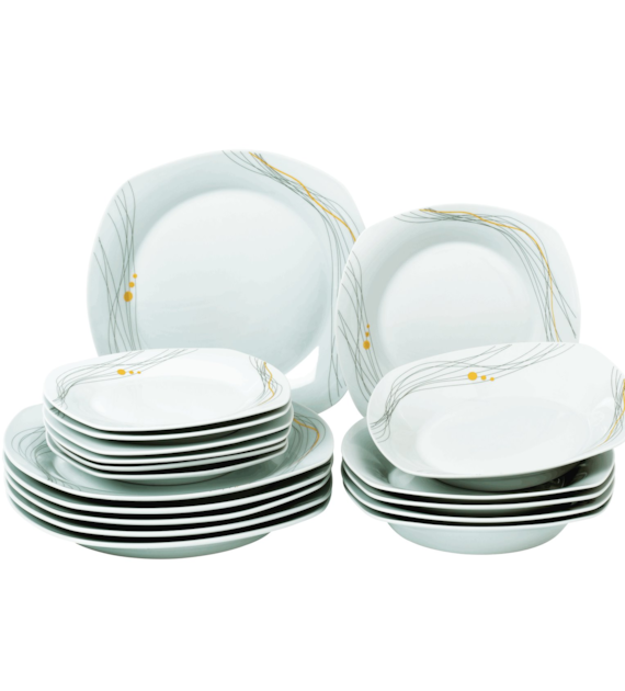 KPL. OBIADOWY 18CZ KWADRAT VERONA LINIE PORCELANA