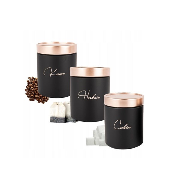 KPL 3 POJEMNIKÓW CZARNO/ZŁOTY RÓŻ KHAS11