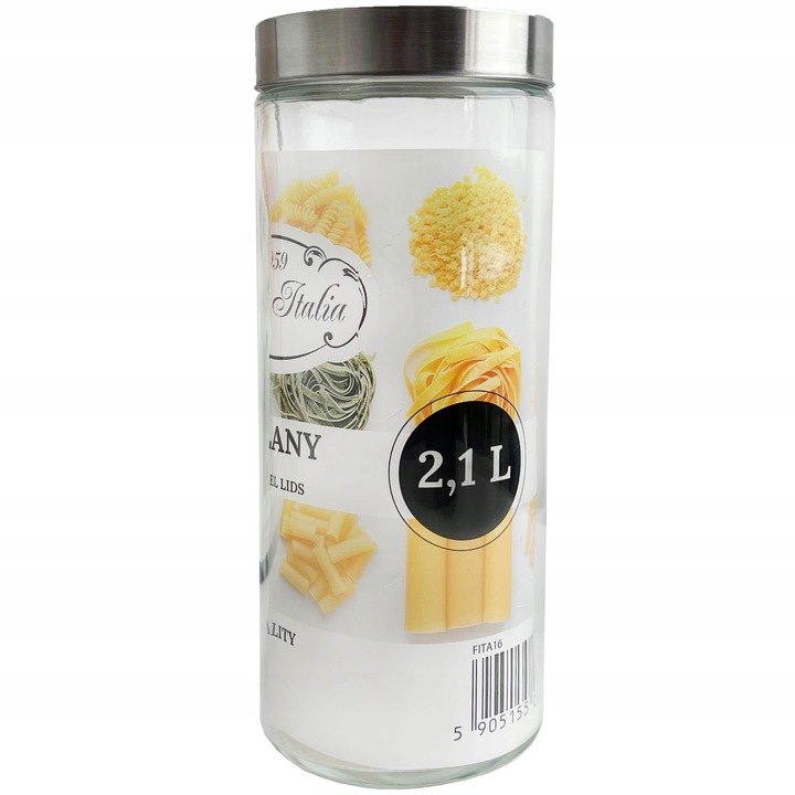 POJEMNIK SZKLANY ZE STALOWĄ POKRYWĄ 2100ML FITA16