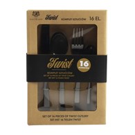 KPL. 16SZT SZTUĆCÓW STALOWYCH CZARNE TWIST