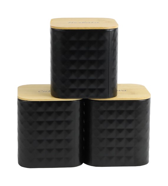 KPL 3 CZARNYCH POJEMNIKÓW STALOWYCH VINTOGS-03074A