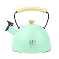 CZAJNIK STALOWY Z DREWNIANĄ RĄCZKĄ MIĘT -GS-04567C