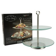 PATERA SZKLANA 2 POZIOM. OKRĄGŁA 21-25CM SILVIA