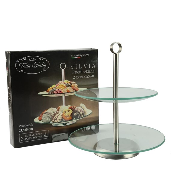 PATERA SZKLANA 2 POZIOM. OKRĄGŁA 21-25CM SILVIA