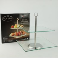 PATERA SZKLANA 2 POZIOM. KWADRAT 21-25CM SAVONA