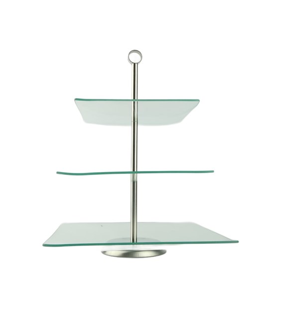 PATERA SZKLANA 3 POZIOM. KWADRAT 21-25-30CM SAVONA