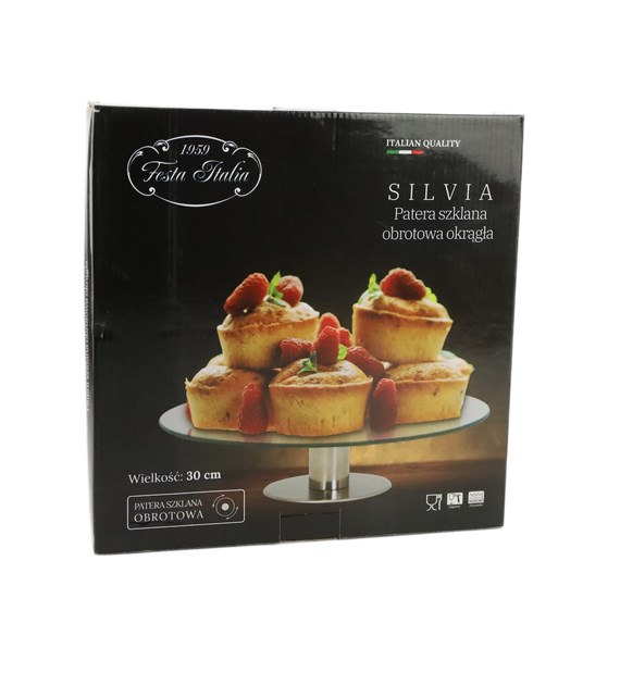 PATERA SZKLANA OBROTOWA OKRĄGŁA 30CM SILVIA
