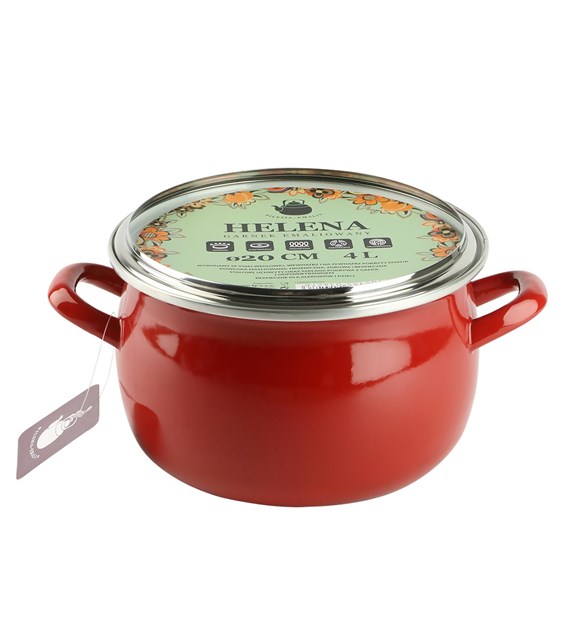 GARNEK EMALIOWANY CZERW. HELENA 4L 20CM ZX20
