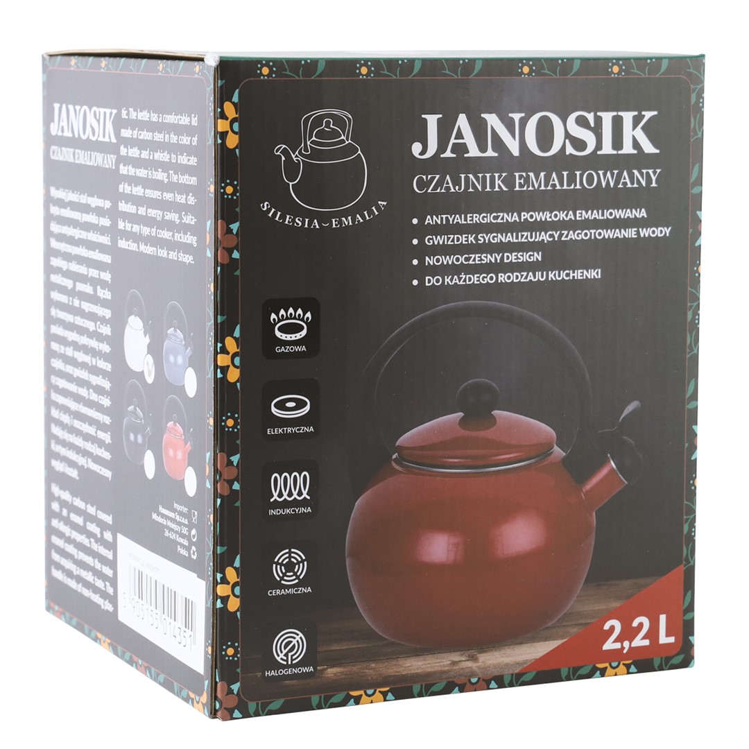 CZAJNIK EMALIOWANY KREMOWY 2,2L JANOSIK FT7