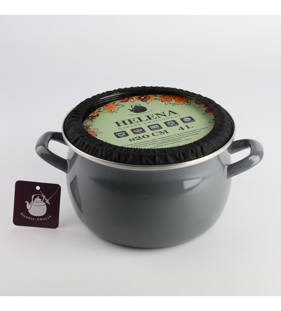 GARNEK EMALIOWANY SZARY HELENA 4L 20CM ZX20