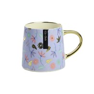 KUBEK PORCEL. 400ML ZŁOTY/BŁĘKIT KWIATY PL24002BL