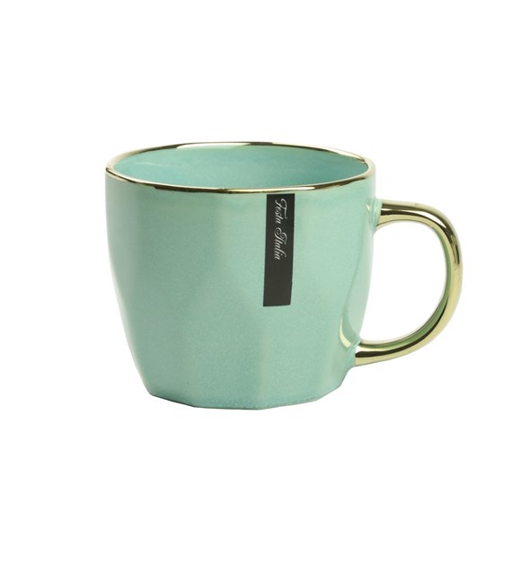 KUBEK PORCELANOWY 400ML ZŁOTY/MIĘTOWY PL24003M