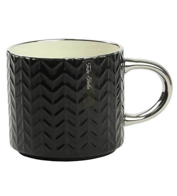 KUBEK PORCELANOWY 470ML SREBRNY/CZARNY PL24005C