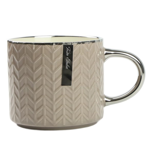 KUBEK PORCEL.470ML SREBRNY/BRUDNY RÓŻ PL24005BR