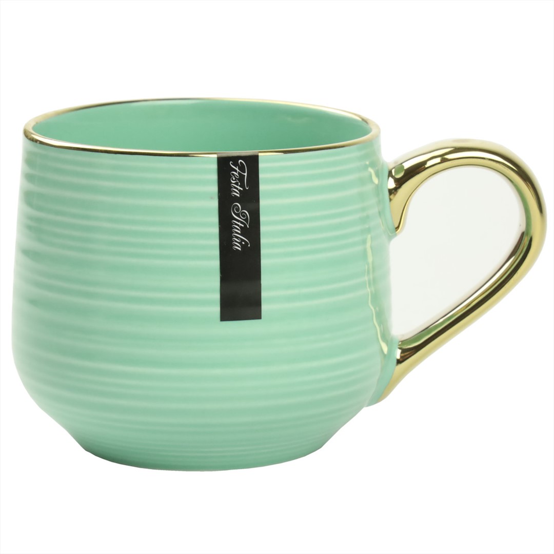 KUBEK PORCELANOWY 400ML ZŁOTY/MIĘTOWY PL24007M