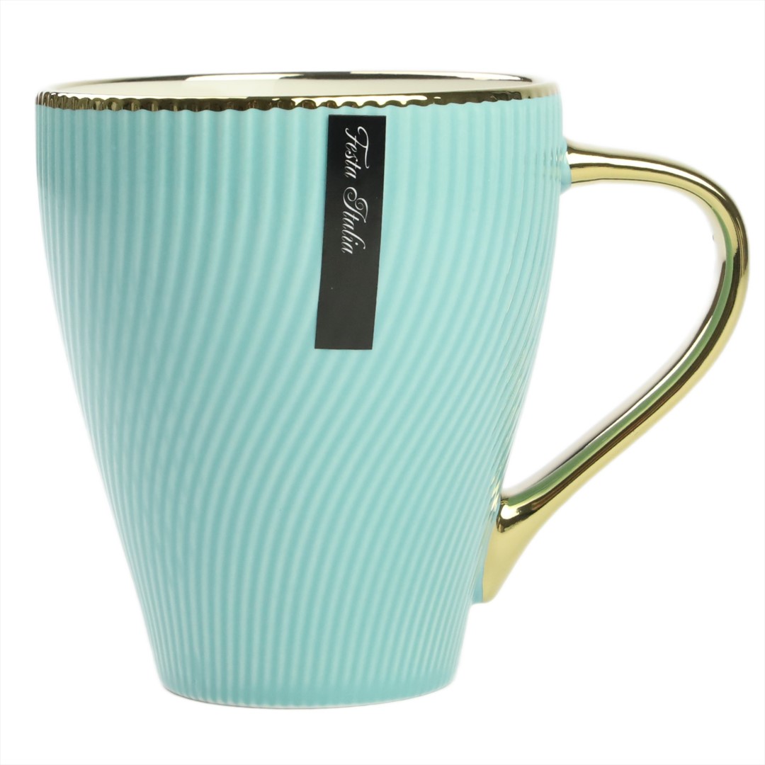 KUBEK PORCELANOWY 400ML ZŁOTY/MIĘTOWY PL24009M