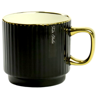 KUBEK PORCELANOWY 320ML ZŁOTY/CZARNY PL24010C