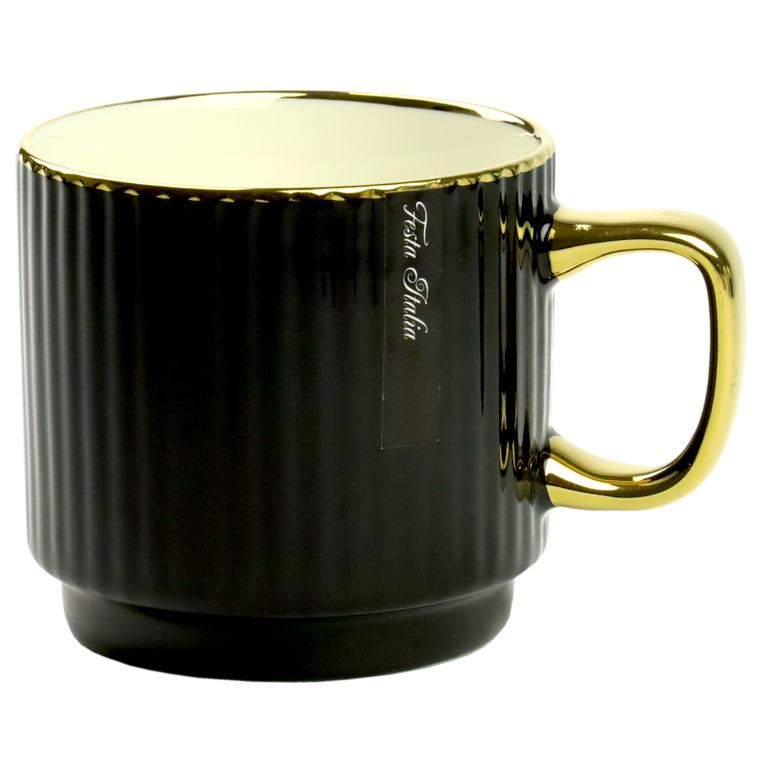 KUBEK PORCELANOWY 320ML ZŁOTY/CZARNY PL24010C