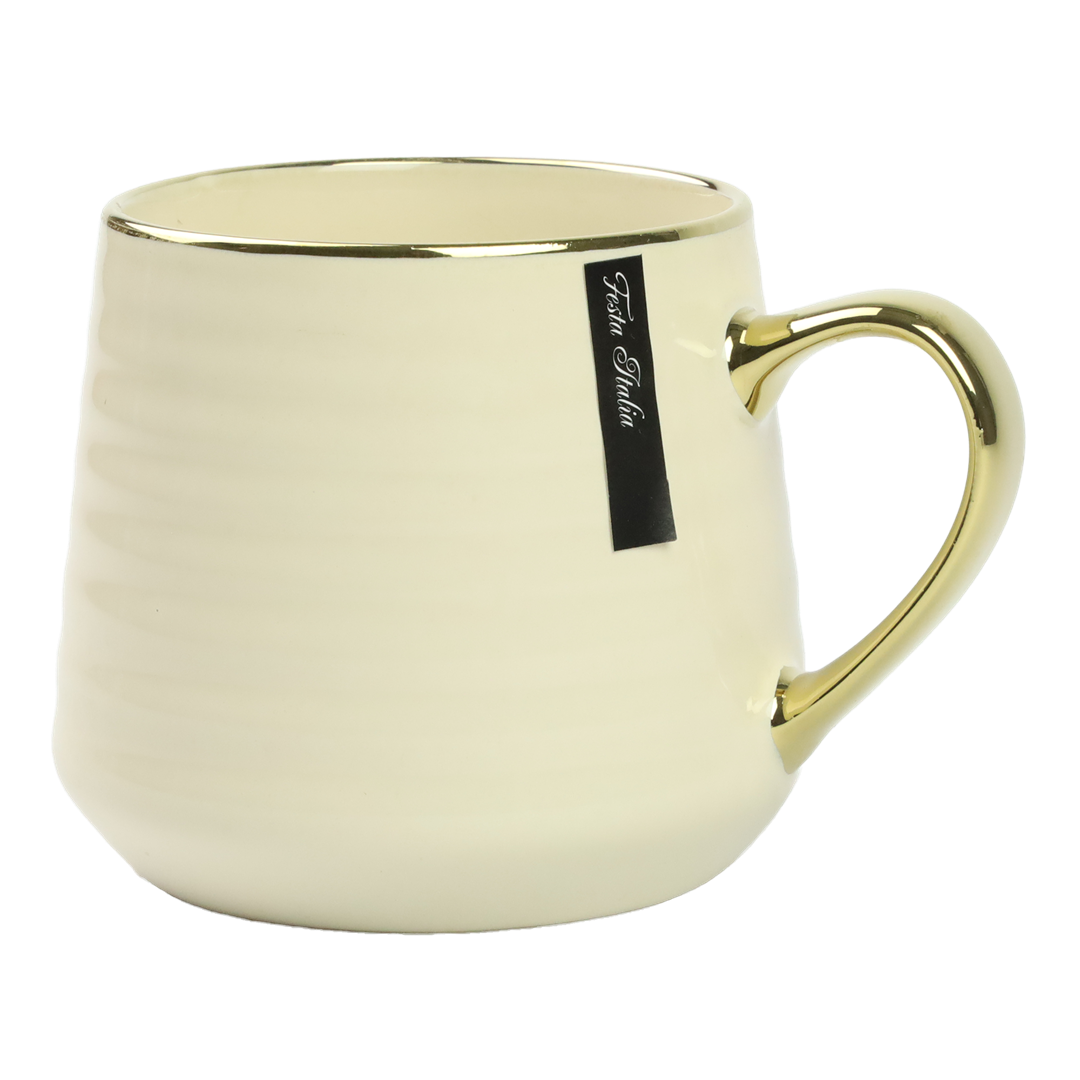 KUBEK PORCELANOWY 570ML ZŁOTY/BĘŻOWY PL24011B