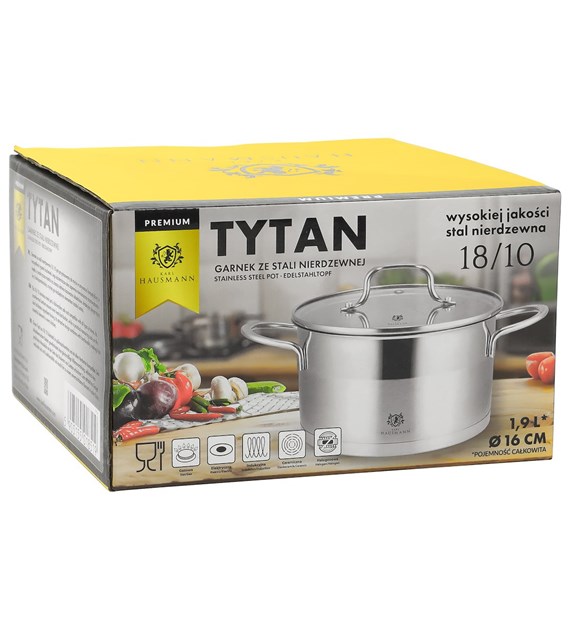 GARNEK STALOWY 18/10 TYTAN 16CM TYT16