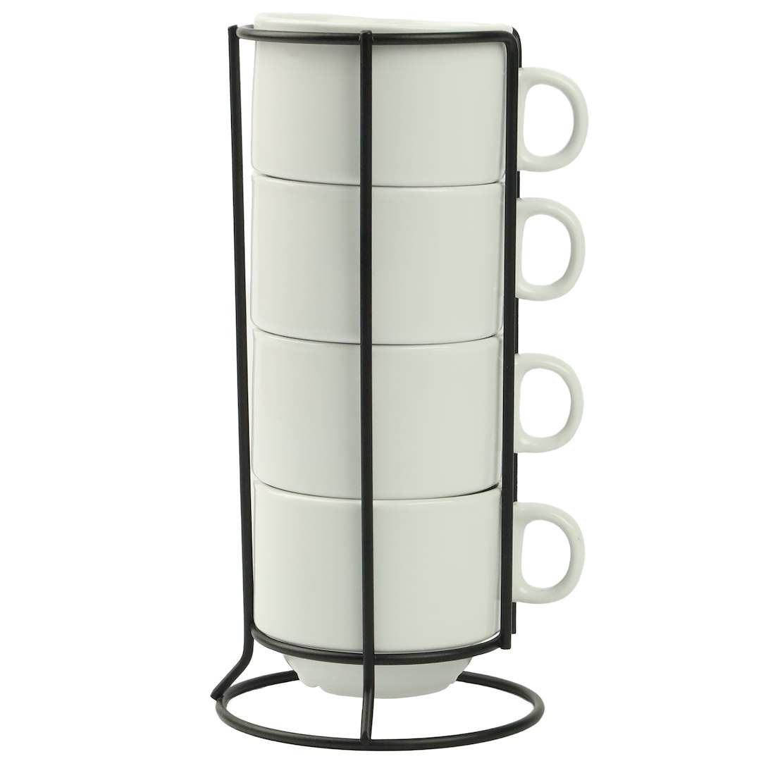 KPL.FILIŻANEK 220ML 4SZT + METALOWY STOJAK ZD01