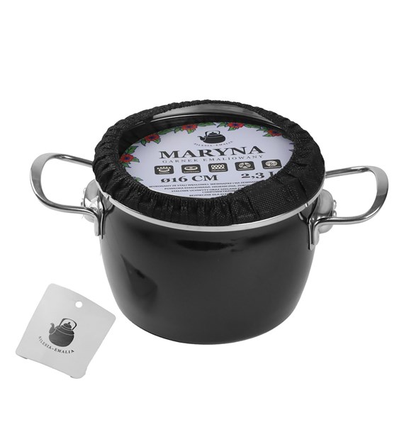 GARNEK EMALIOWANY CZARNY MARYNA 16CM TT-QX16