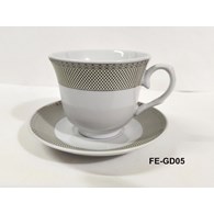 KPL. 2 FILIŻANEK ZE SPODKIEM 250ML ELISA FE-GD05