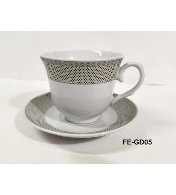 KPL. 2 FILIŻANEK ZE SPODKIEM 250ML ELISA FE-GD05