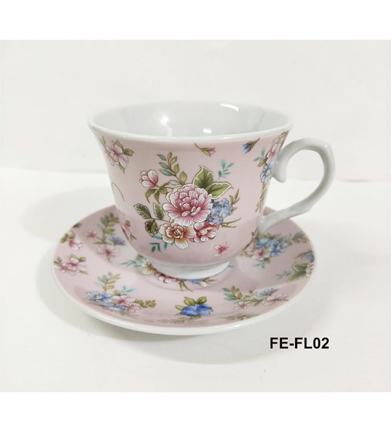 KPL. 2 FILIŻANEK ZE SPODKIEM 250ML FIORE FE-FL02