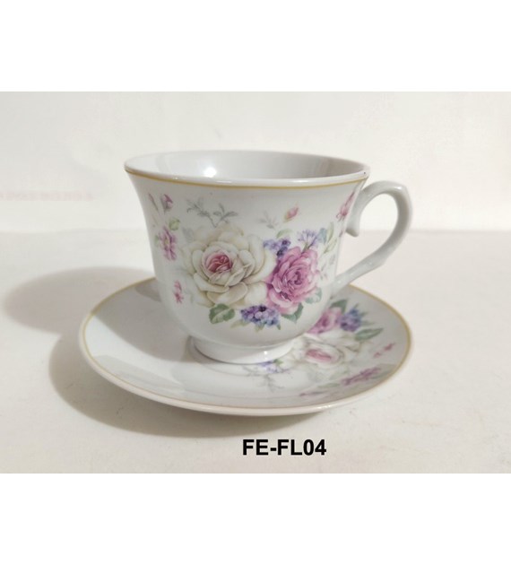 KPL. 2 FILIŻANEK ZE SPODKIEM 250ML ROSETO FE-FL04