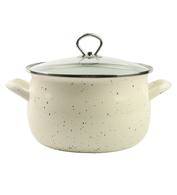 GARNEK EMALIOWANY KREMOWY HELENA 5,5L 22CM ZX22