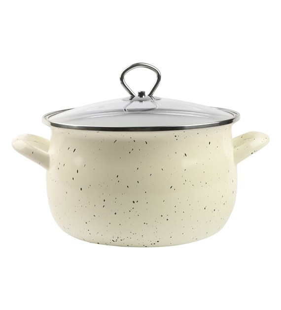GARNEK EMALIOWANY KREMOWY HELENA 6,5L 24CM ZX24