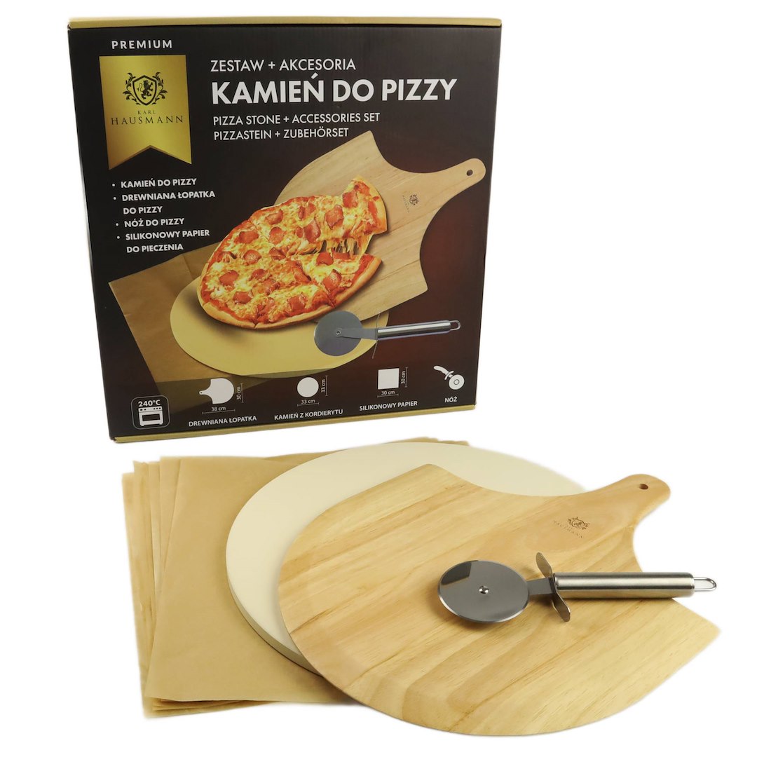 ZESTAW KAMIEŃ DO PIZZY 33CM + AKCESORIA KHAS1