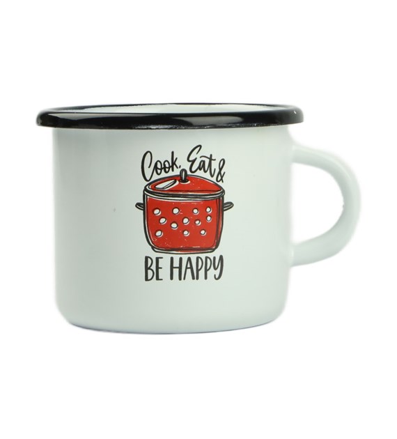 KUBEK EMALIOWANY BE HAPPY  9CM 500ML VK-0104
