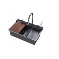 ZLEW JEDNOKOM.BLACK  Z WODOSPADOWĄ BAT.  LS7545FB4