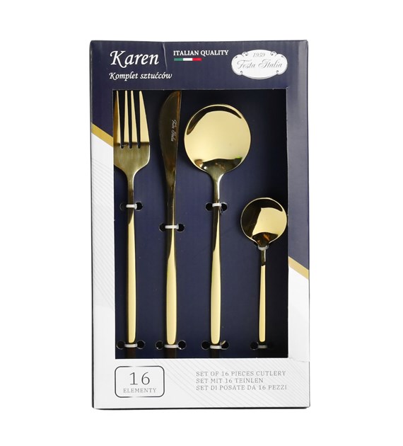 KPL.SZTUĆCY 16SZT ZŁOTE KAREN Q-002