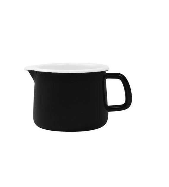 KUBEK EMALIOWANY Z WYLEWKĄ  CZARNY 1,1L  TB-TB12