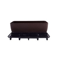 DONICA BALKONOWA Z WKŁ RATAN BRĄZ 50X18CM VK115028