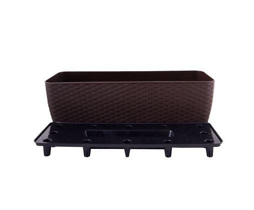 DONICA BALKONOWA Z WKŁ RATAN BRĄZ 50X18CM VK115028