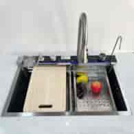 ZLEW JEDNOKOM.SILVER  Z WODOSPADOWĄ BAT. LS7545FB4