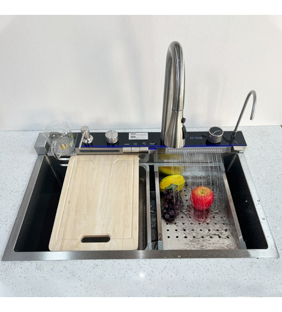 ZLEW JEDNOKOM.SILVER  Z WODOSPADOWĄ BAT. LS7545FB4