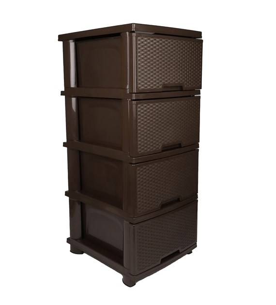 REGAŁ RATTAN 4 SZUFLADY BRĄZ VK123094