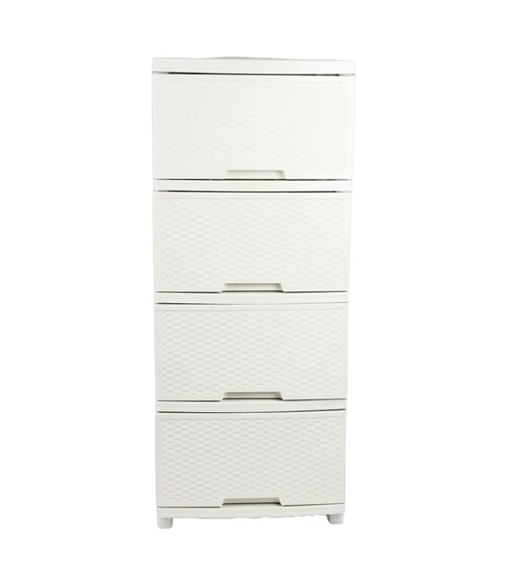 REGAŁ RATTAN 4 SZUFLADY ECRU VK123094