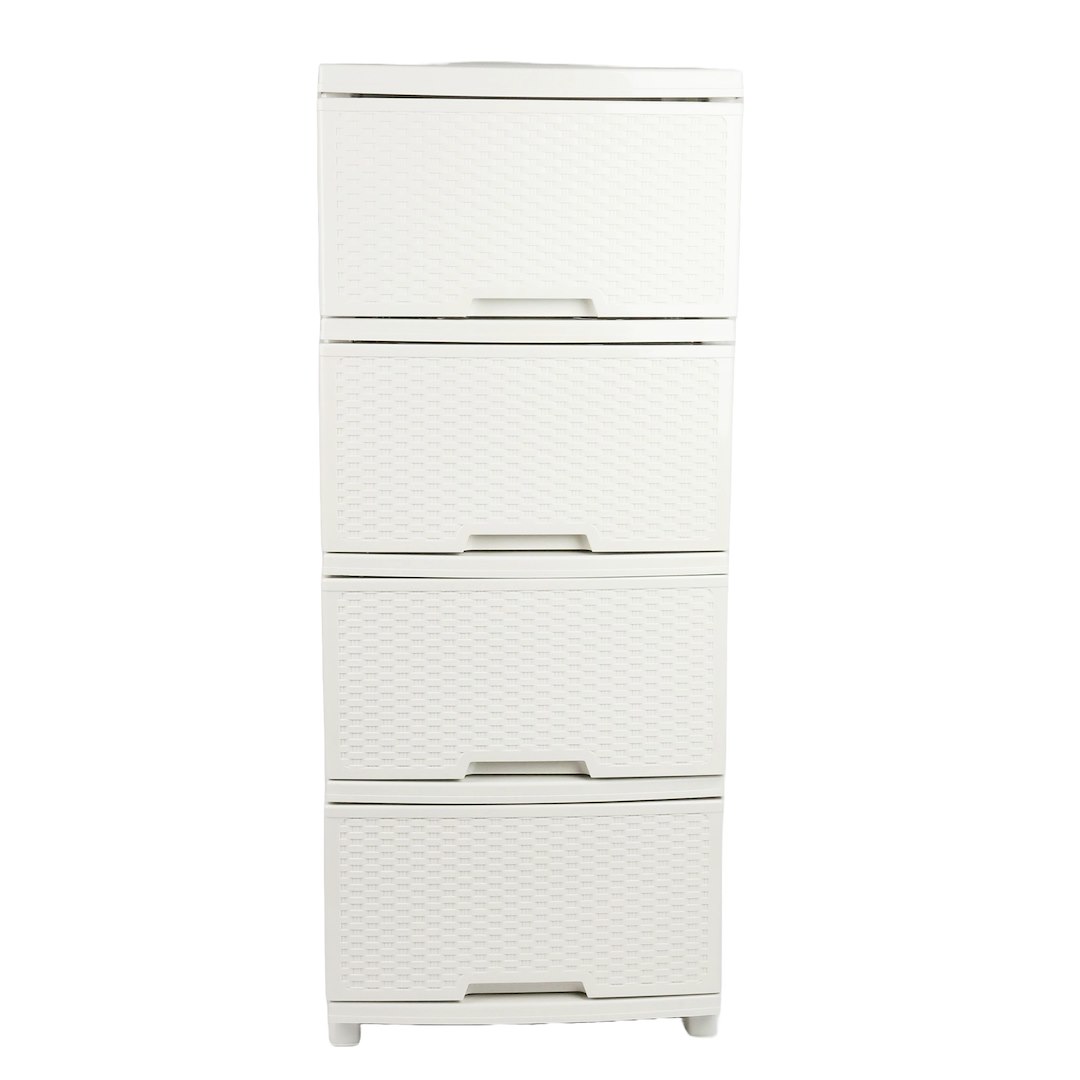 REGAŁ RATTAN 4 SZUFLADY ECRU VK123094