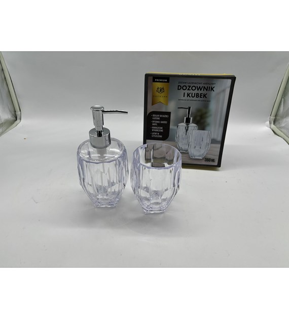 ZESTAW ŁAZIENKOWY DOZOWNIK+KUBEK AKRYL KH9614