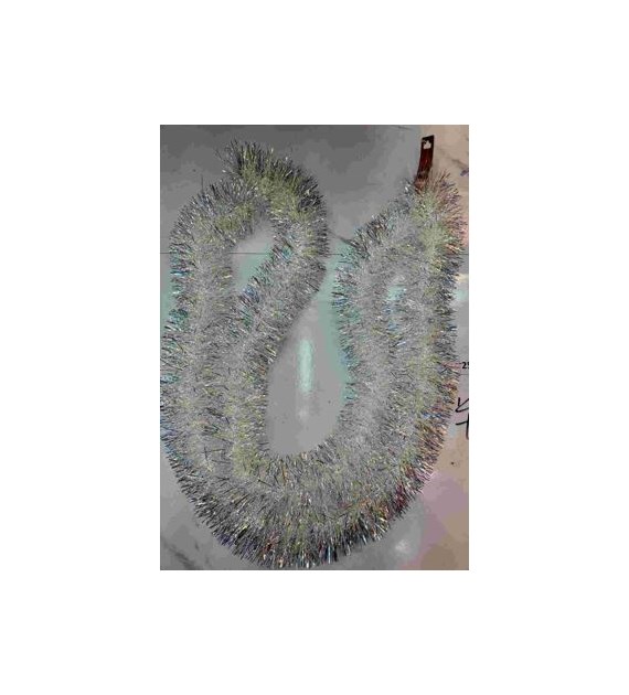 ŁAŃCUCH CHOINKOWY SREBRNY/BIAŁY 9CM DŁ. 2M 25KC922