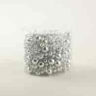 ŁAŃCUCH CHOINKOWY KORALIKI SREBRNY 5M 25KC883