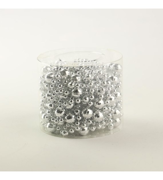 ŁAŃCUCH CHOINKOWY KORALIKI SREBRNY 5M 25KC883